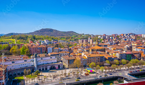 Aerial view of the Errenteria city skyline from above. Gipuzkoa  Basque Country. Spain