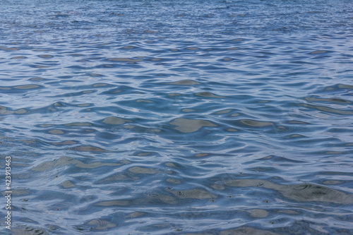 Sea surface with small waves  in blue and turquoise color tones