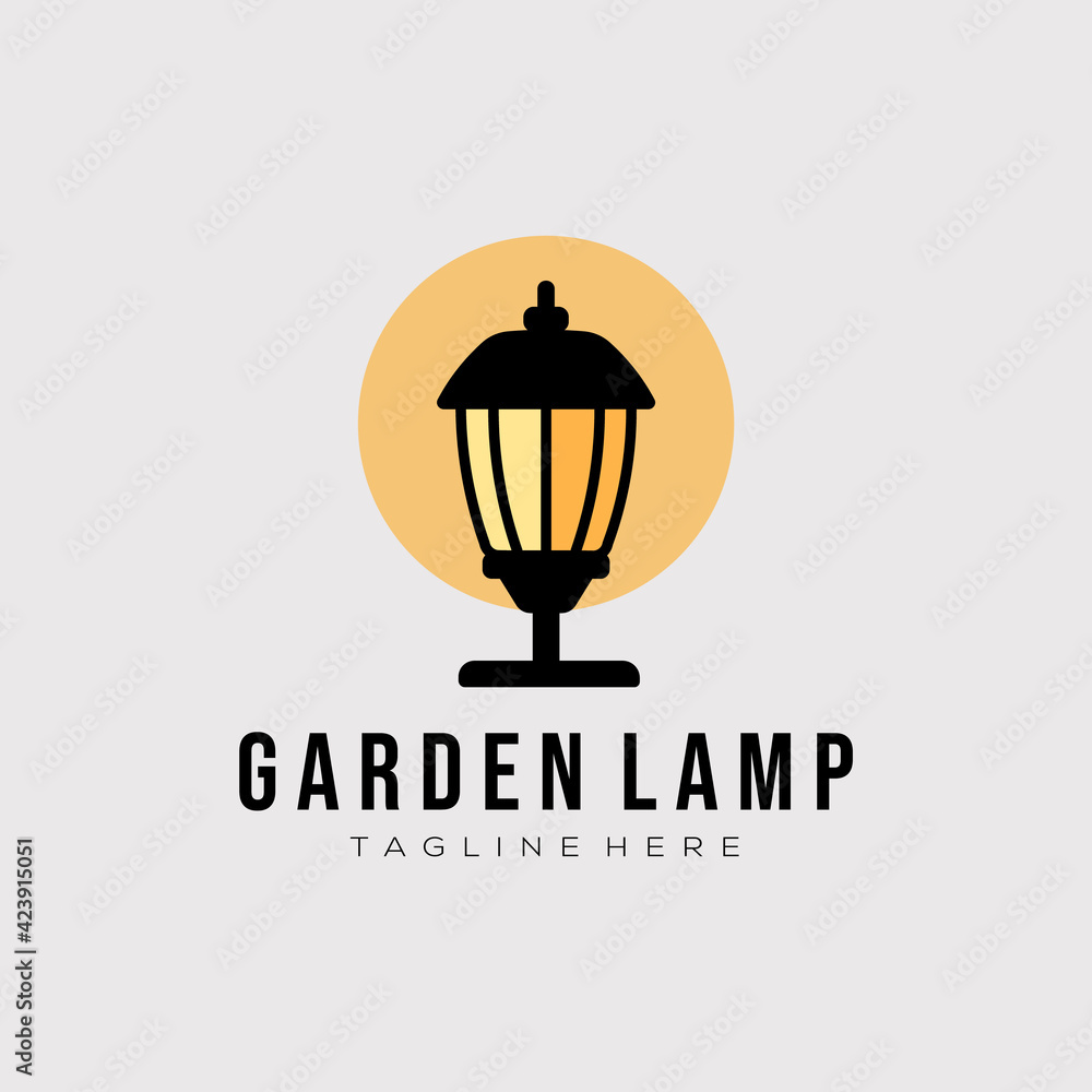 Obraz premium gardening lamp unique isolated logo template vector illustration design. simple modern lamp, light, bulb, interior logo concept