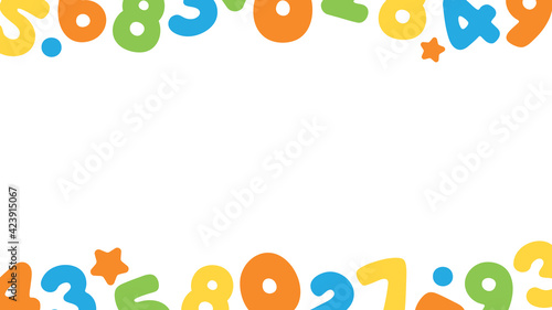 Colorful and playful numbers top and bottom border background. Perfect educational presentation background for kids.