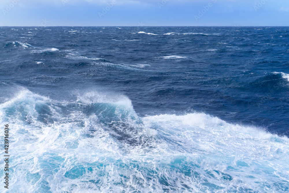 Heavy waves at sea on a cruise