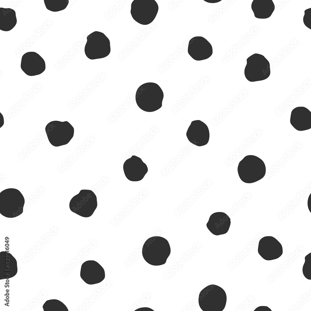 Simple pattern with black hand drawn dotes on white background. Vector illustration. Unique shapes. Paper, textile, design. Seamless ornament. Circles, dotes. Simple pattern with black hand drawn dotes on white background. Vector illustration. Unique shapes. Paper, textile, design. Seamless ornament. Circles, dotes.