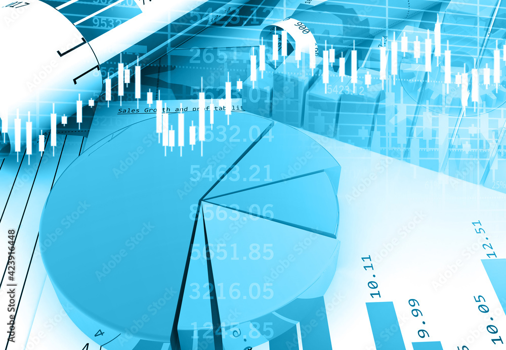 Financial stock market graph. 3d illustration.. Financial stock market graph. 3d illustration..