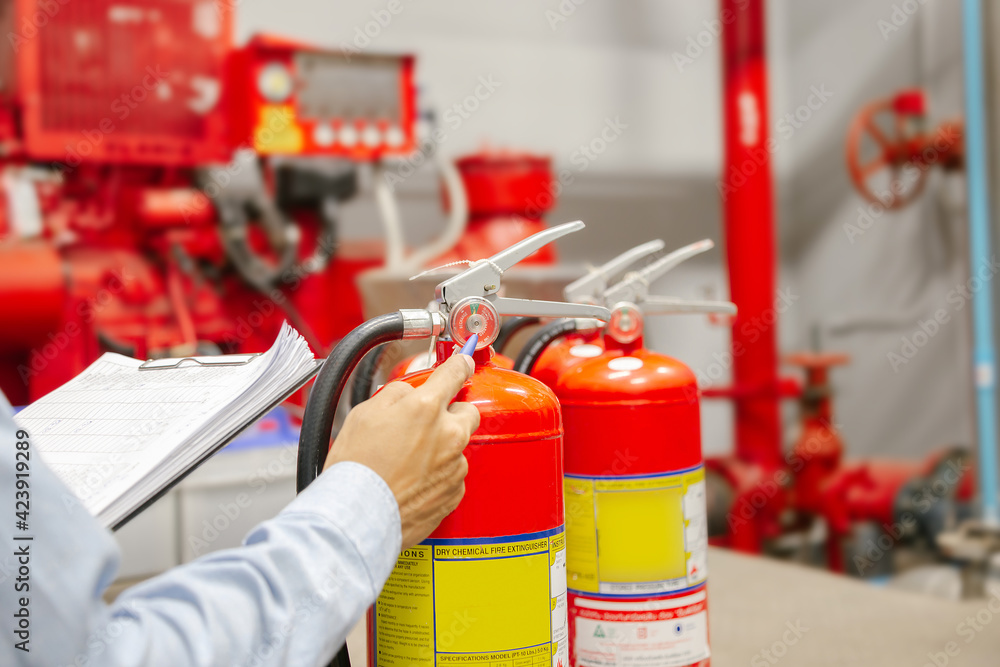 Engineer inspection Fire extinguisher and fire hose,Ready to use in the