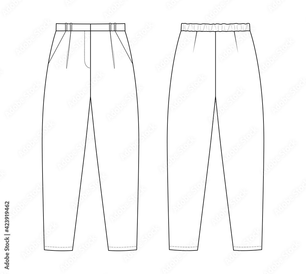 Fashion technical drawing of slouchy pants Stock Vector | Adobe Stock