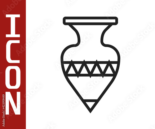 Black line Ancient amphorae icon isolated on white background. Vector