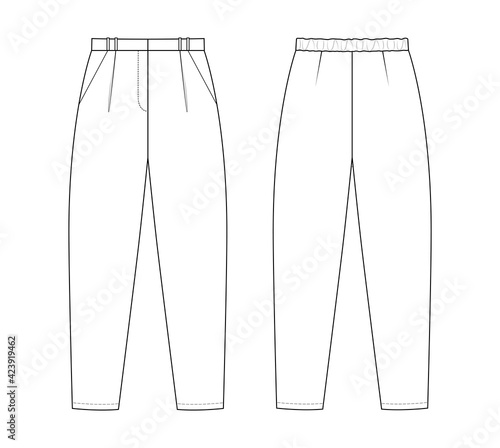 Fashion technical drawing of slouchy pants