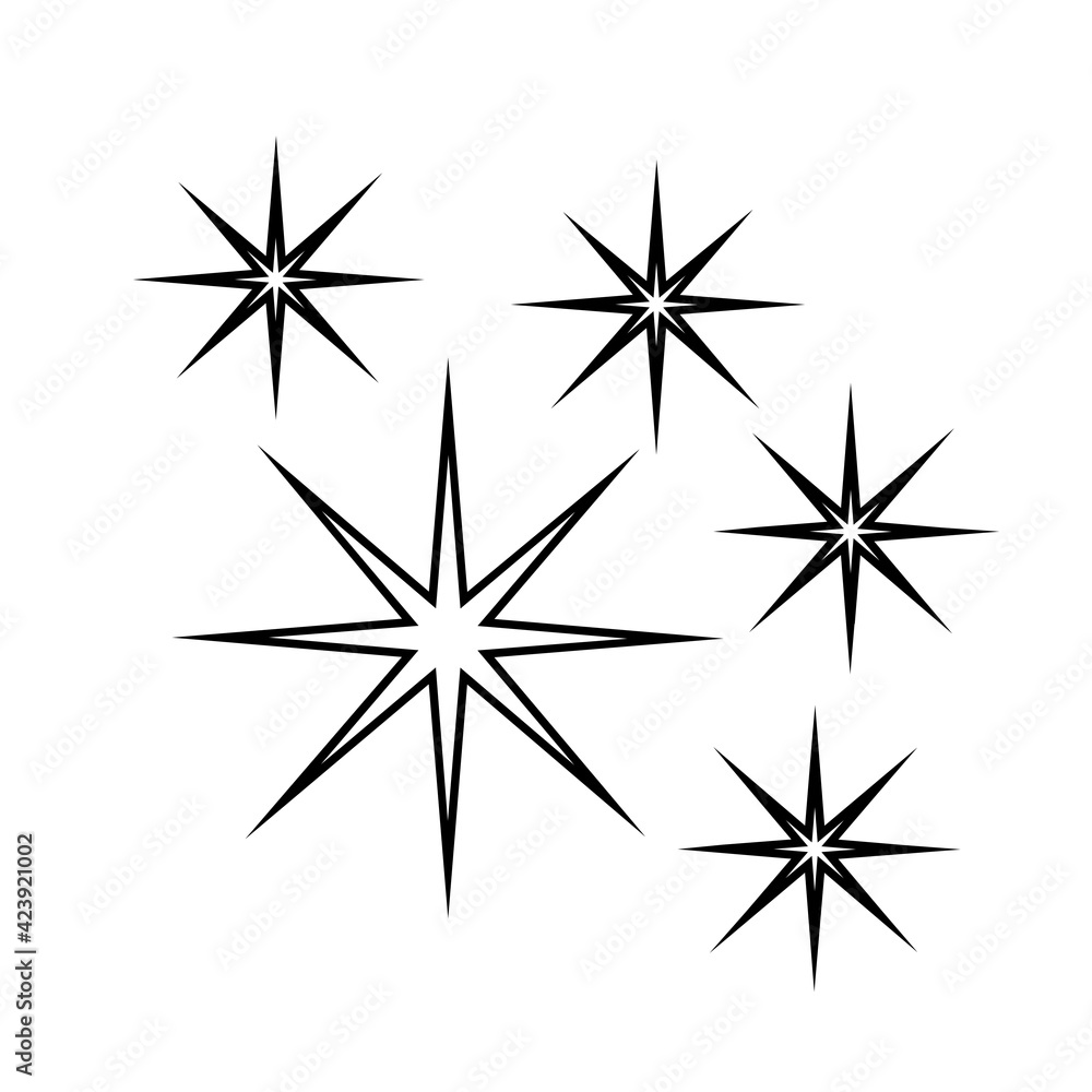 Star icon. Sparkle illustration sign. shining burst symbol. Twinkling logo. Star icon. Sparkle illustration sign. shining burst symbol. Twinkling logo.