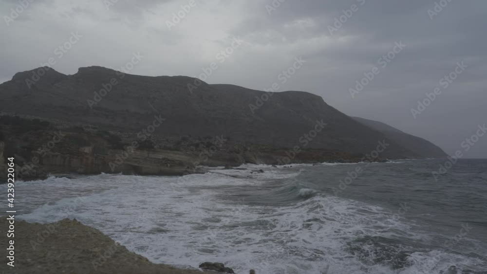 Massive Wavebreaker And Stormy Sea, Peloponnes, Greece Massive Wavebreaker And Stormy Sea, Peloponnes, Greece