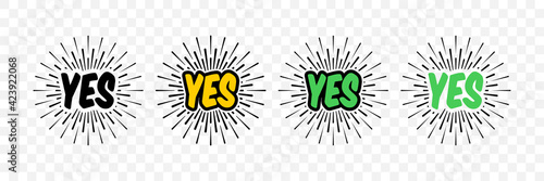 Yes banner or poster. Yes icon. Sticker concept with text Yes. Vector illustration