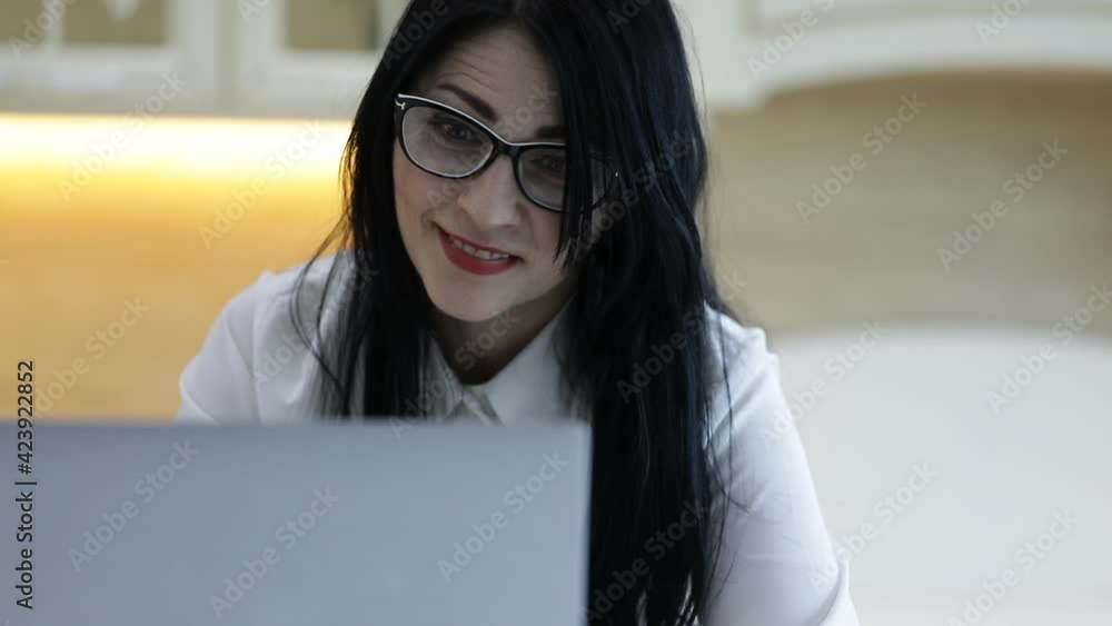 Woman laptop. Working. Work. laptop. Stay home. Video. 