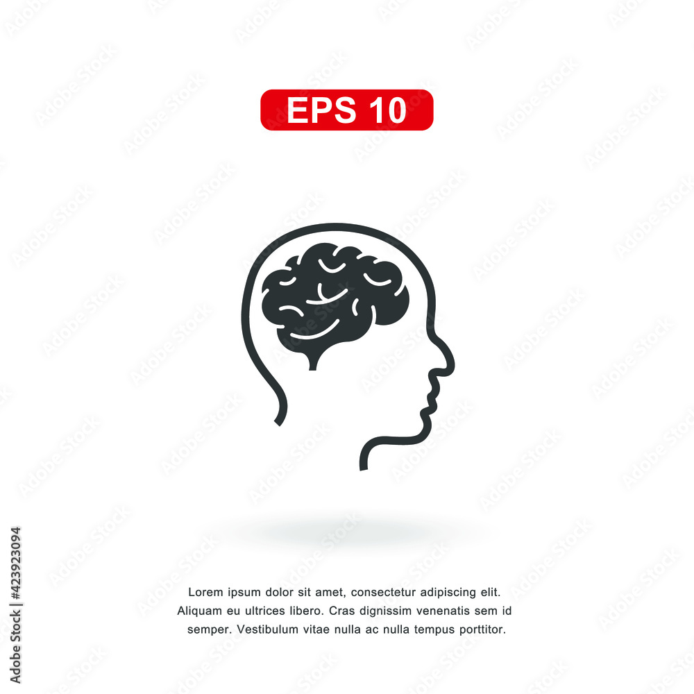 web icon brain sign isolated on white background. Simple vector illustration.