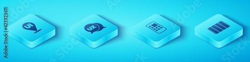 Set Isometric UI or UX design, , Color palette guide and Mobile Apps icon. Vector