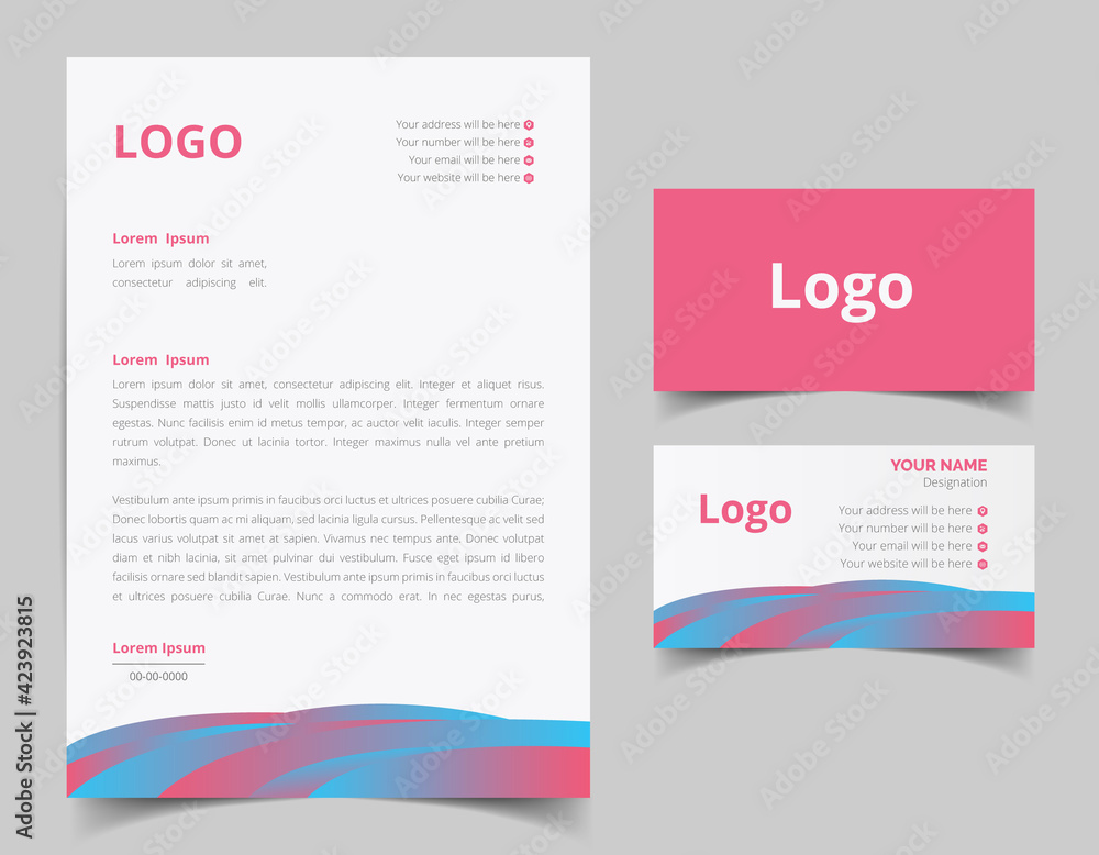 Obraz premium Professional creative letterhead and business card design. Corporate Business Branding Identity. vector file