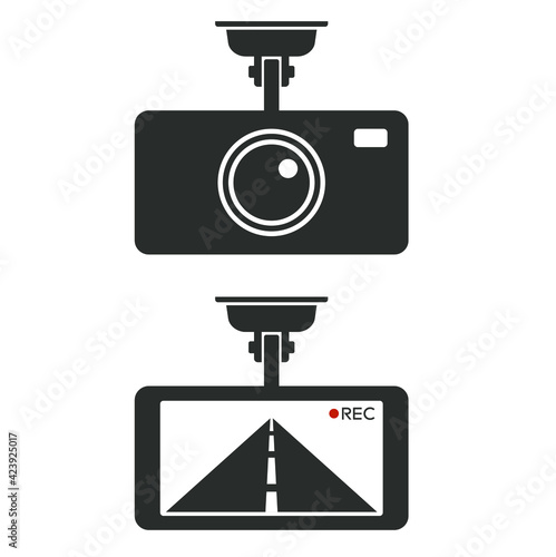 car dash camera illustration, dash cam icon, vector art.