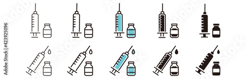 Medicine vaccine sign. Medical syringe icon. set
