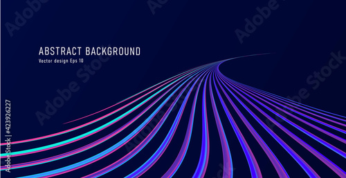 Abstract blue track or path formed by cool lines, highway graphic illustration in perspective