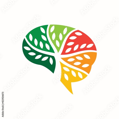 Brain Tree Colorful Logo Design Element