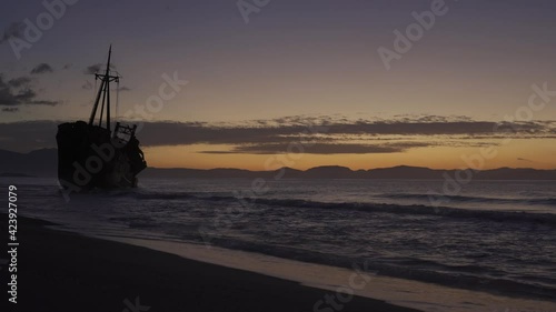 Dimitrios Shipwreck At Sunrise, Peloponnes, Greece photo