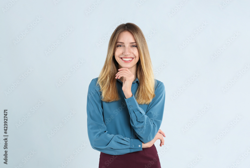 Portrait of beautiful young businesswoman on white background Portrait of beautiful young businesswoman on white background