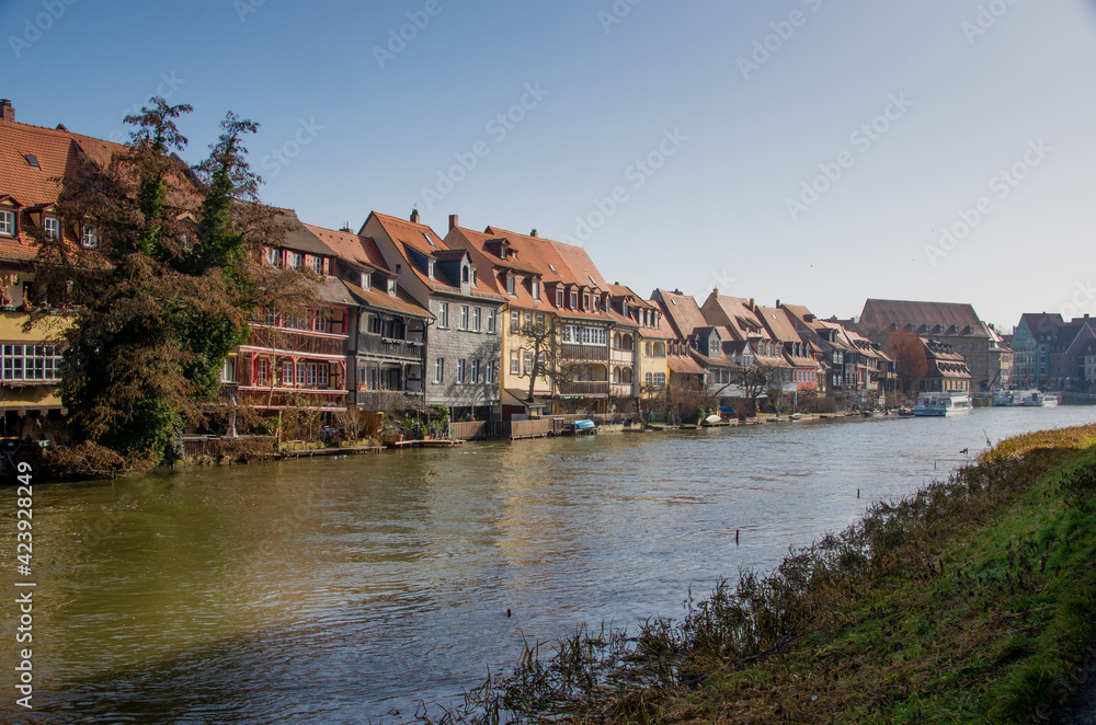 Bamberg, 25.2.2021. View of Little Venice on a sunny day