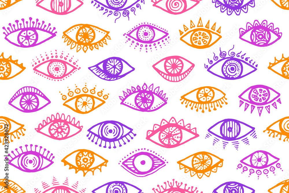 Different human eyes psychedelic endless pattern. Different human eyes psychedelic endless pattern.