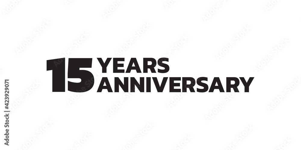 15 years anniversary logo design. 15th birthday celebration icon or badge. Vector illustration.