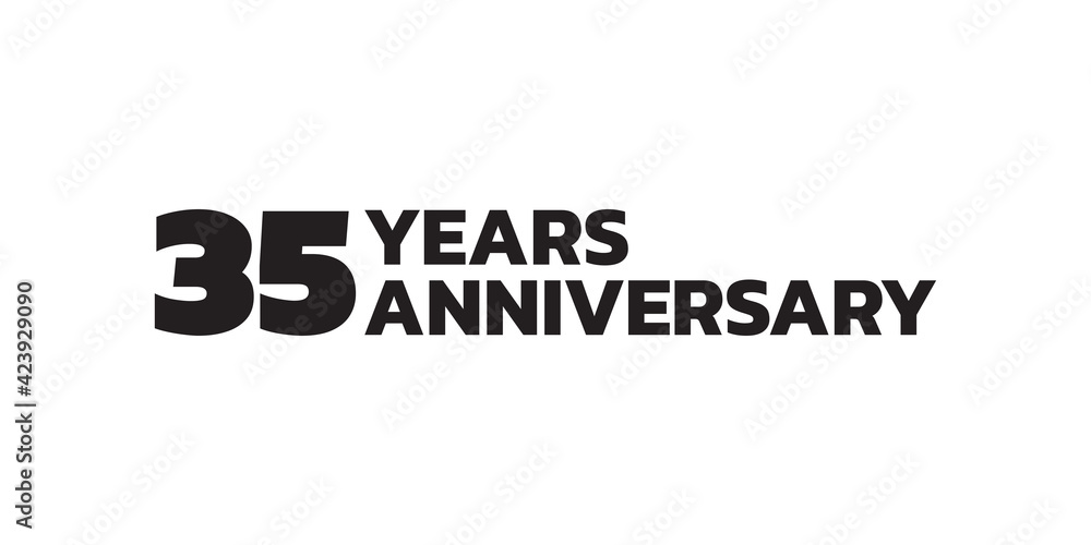 35 years anniversary logo. 35th birthday icon or badge design. Vector illustration.