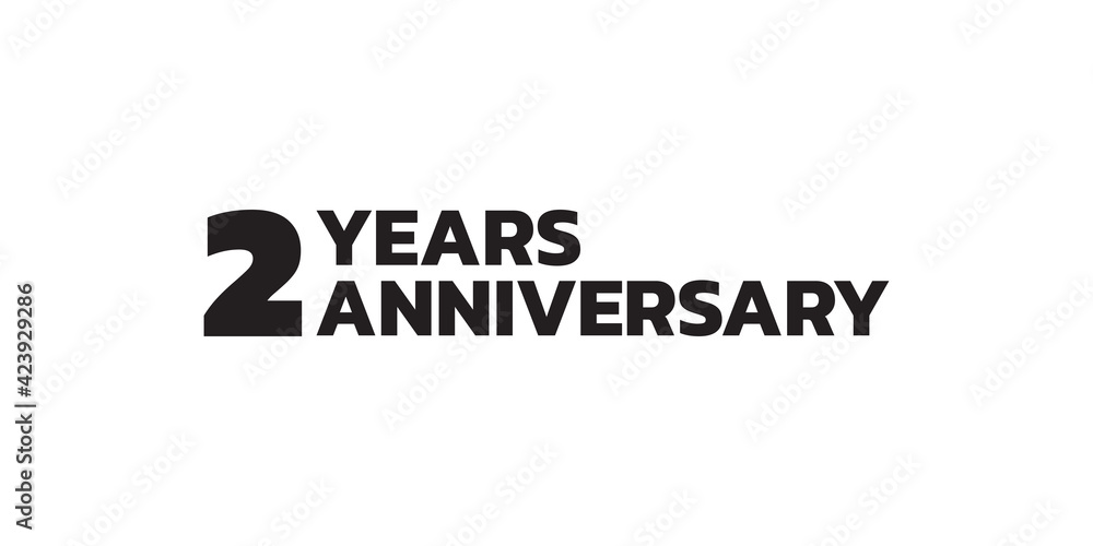 2 year anniversary logo design. Second birthday celebration icon or badge. Vector illustration.