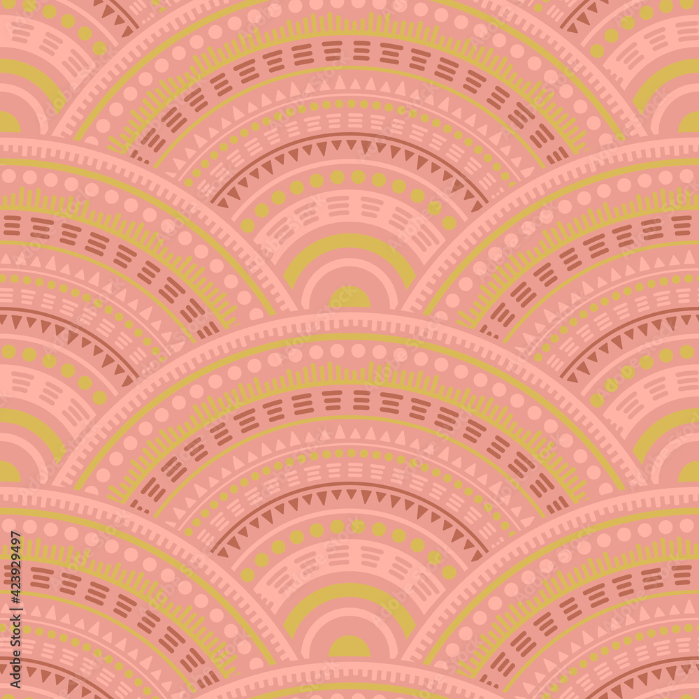 Ethnic circle shapes seamless geometric pattern. Ethnic circle shapes seamless geometric pattern.