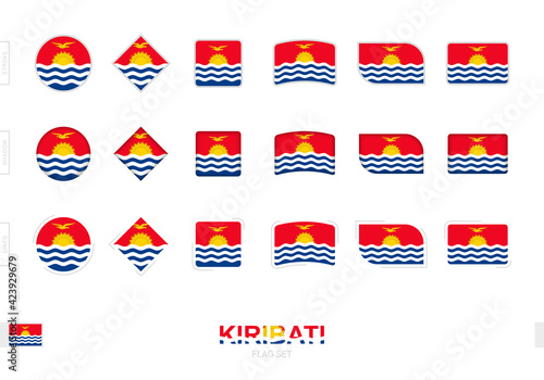Kiribati flag set, simple flags of Kiribati with three different effects.