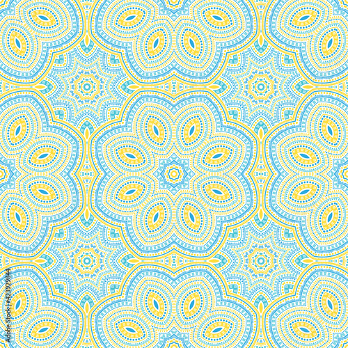 Islamic ethnic geometric vector seamless ornament. Tile patchwork design. Abstract chinese motif. Ceramic print design. Geometric shapes composition.