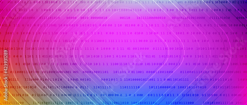 0 1 matrix digits big data tech vector background with fluid gra