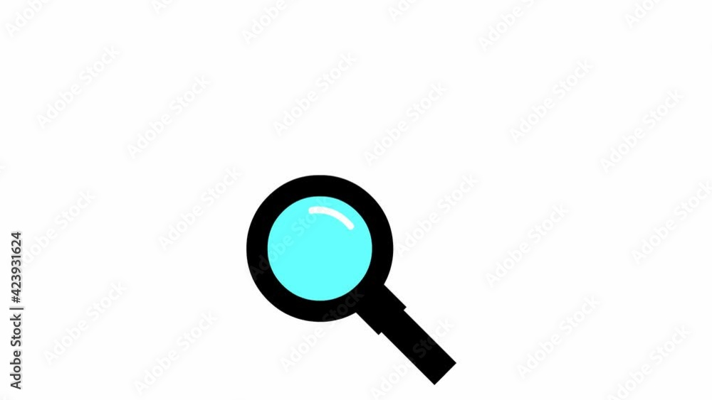 Animated black icon of magnifier. Symbol loupe. Concept of search, finding, discovery. Looped video. Vector illustration isolated on white background. Animated black icon of magnifier. Symbol loupe. Concept of search, finding, discovery. Looped video. Vector illustration isolated on white background.