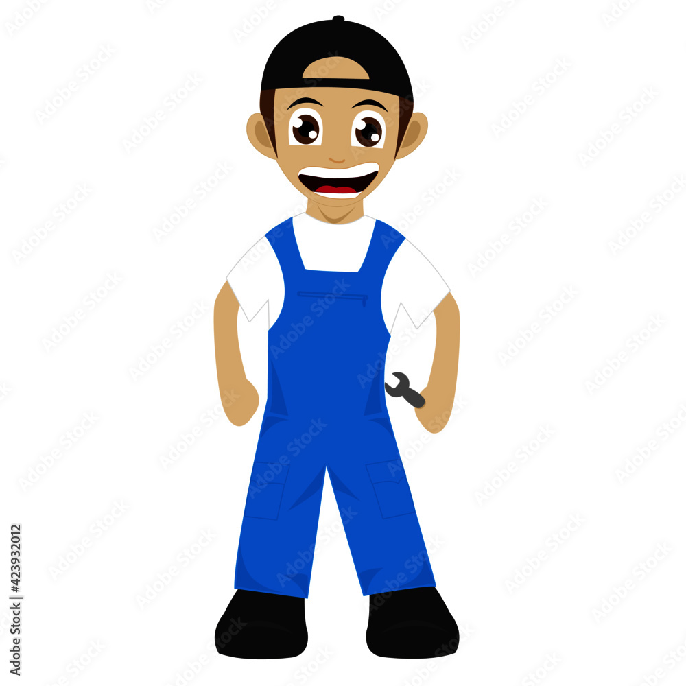 Young and Happy Foreman Cartoon Mascot