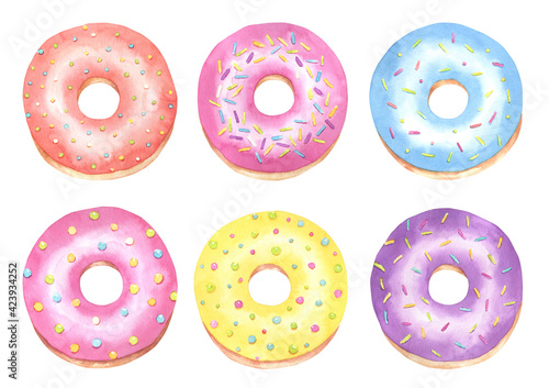 Watercolor Donuts Set