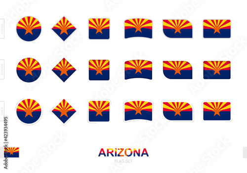 Arizona flag set, simple flags of Arizona with three different effects.