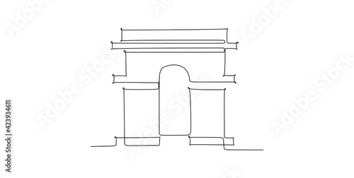 The Arc de Triomphe in Paris France - Continuous one line drawing