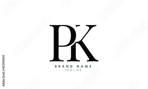 Alphabet letters Initials Monogram logo PK, KP, P and K