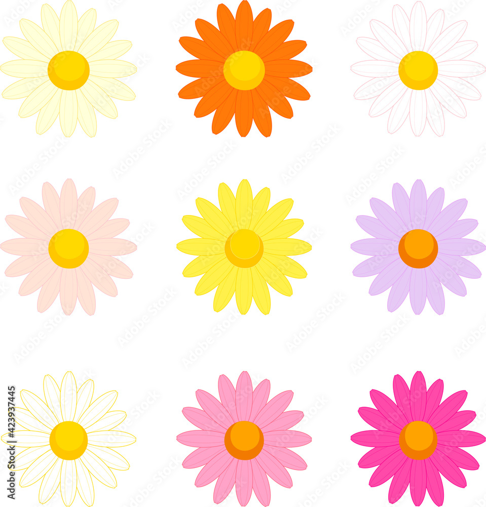 マーガレットの花 アイコンセット マーガレットの花 アイコンセット