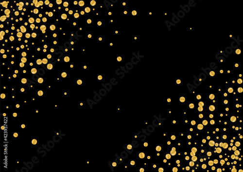 Gradient Glow Foil Illustration. Celebration Dot Background. Golden Circle Happy Particles. Decoration Confetti Design. Yellow Rich Pattern.