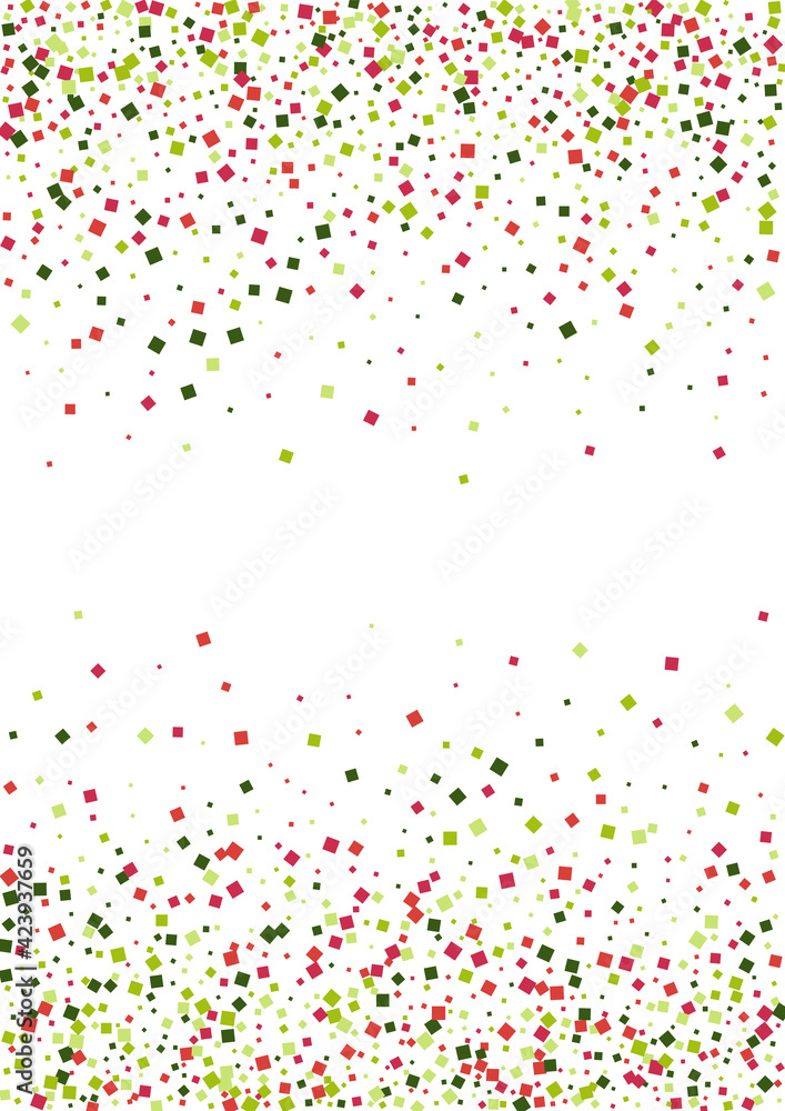Dot Green Splash Frame. Isolated Confetti Illustration. Red Rain Square Mosaic. Geometric Pattern Wallpaper.