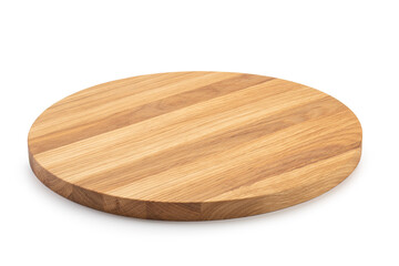 round wooden board for cutting food isolated on white background