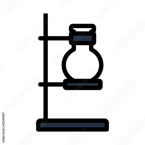 Icon Of Chemistry Flask Griped In Stand