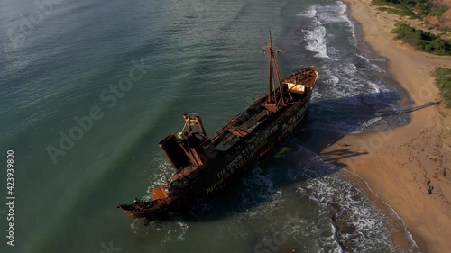 Aerial, Dimitrios Shipwreck, Peloponnes, Greece photo