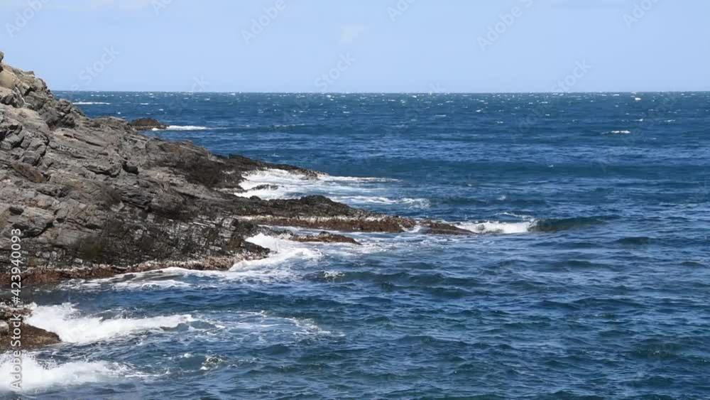 Mediterranean coast in the South of France: seascape with rocks and waves Mediterranean coast in the South of France: seascape with rocks and waves