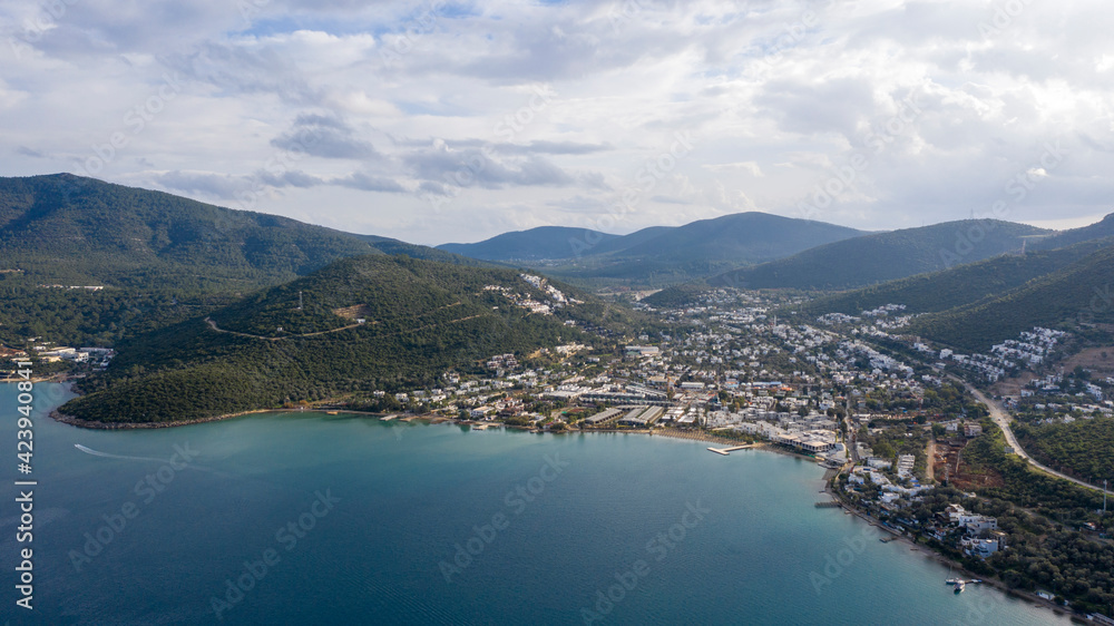 Drone view of Bodrum which is in Turkey