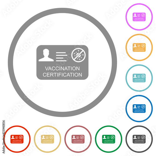 Vaccination certification flat icons with outlines