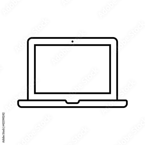 ノートパソコン、ラップトップ、コンピュータのアイコン（線バージョン）