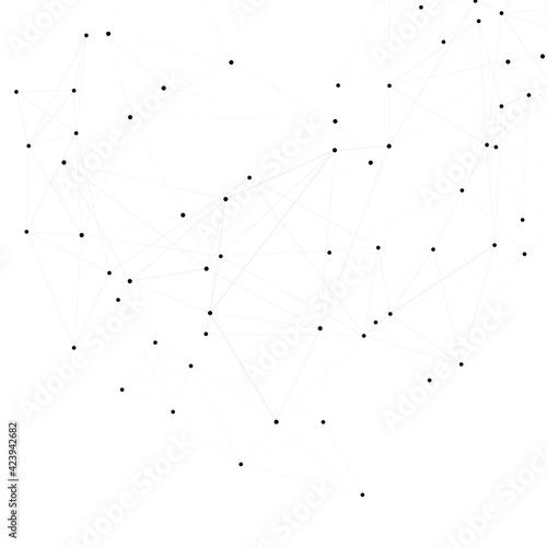 Line art wireframe with black network dots. Data science concept. Internet technology. Abstract geometric background. Design element. Vector design. Business concept